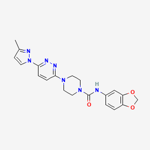 molecular formula C20H21N7O3 B5476475 N-1,3-benzodioxol-5-yl-4-[6-(3-methyl-1H-pyrazol-1-yl)-3-pyridazinyl]-1-piperazinecarboxamide 