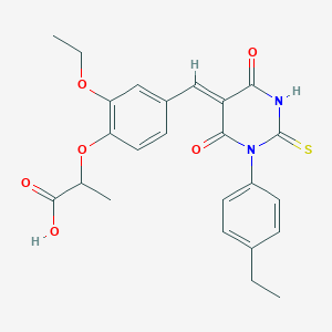 2-(2-ethoxy-4-{(Z)-[1-(4-ethylphenyl)-4,6-dioxo-2-thioxotetrahydropyrimidin-5(2H)-ylidene]methyl}phenoxy)propanoic acid