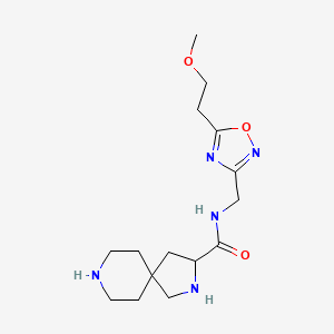 molecular formula C15H25N5O3 B5476548 N-{[5-(2-methoxyethyl)-1,2,4-oxadiazol-3-yl]methyl}-2,8-diazaspiro[4.5]decane-3-carboxamide dihydrochloride 