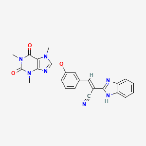 molecular formula C24H19N7O3 B5476668 (E)-2-(1H-benzimidazol-2-yl)-3-[3-(1,3,7-trimethyl-2,6-dioxopurin-8-yl)oxyphenyl]prop-2-enenitrile 