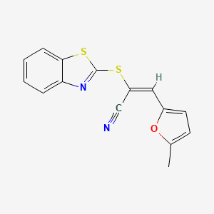 molecular formula C15H10N2OS2 B5476700 2-(1,3-benzothiazol-2-ylthio)-3-(5-methyl-2-furyl)acrylonitrile 