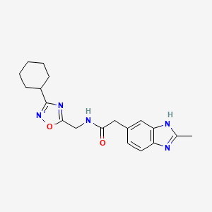 N-[(3-cyclohexyl-1,2,4-oxadiazol-5-yl)methyl]-2-(2-methyl-1H-benzimidazol-5-yl)acetamide