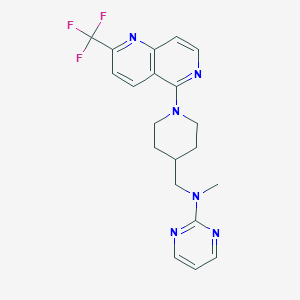 molecular formula C20H21F3N6 B547674 N-methyl-N-[[1-[2-(trifluoromethyl)-1,6-naphthyridin-5-yl]piperidin-4-yl]methyl]pyrimidin-2-amine 