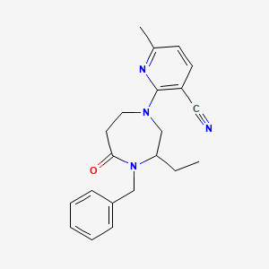 molecular formula C21H24N4O B5476745 2-(4-benzyl-3-ethyl-5-oxo-1,4-diazepan-1-yl)-6-methylnicotinonitrile 