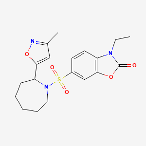 molecular formula C19H23N3O5S B5476794 3-ethyl-6-{[2-(3-methyl-5-isoxazolyl)-1-azepanyl]sulfonyl}-1,3-benzoxazol-2(3H)-one 