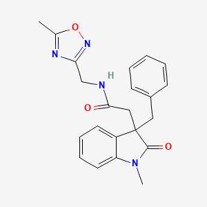 molecular formula C22H22N4O3 B5476798 2-(3-benzyl-1-methyl-2-oxo-2,3-dihydro-1H-indol-3-yl)-N-[(5-methyl-1,2,4-oxadiazol-3-yl)methyl]acetamide 