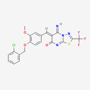 molecular formula C21H14ClF3N4O3S B5476848 (6Z)-6-({4-[(2-CHLOROPHENYL)METHOXY]-3-METHOXYPHENYL}METHYLIDENE)-5-IMINO-2-(TRIFLUOROMETHYL)-5H,6H,7H-[1,3,4]THIADIAZOLO[3,2-A]PYRIMIDIN-7-ONE 