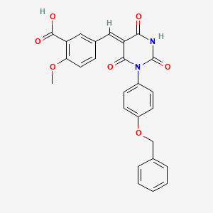 2-methoxy-5-[(Z)-[2,4,6-trioxo-1-(4-phenylmethoxyphenyl)-1,3-diazinan-5-ylidene]methyl]benzoic acid