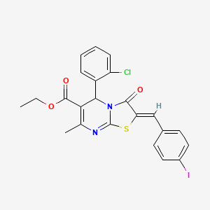 ethyl (2Z)-5-(2-chlorophenyl)-2-[(4-iodophenyl)methylidene]-7-methyl-3-oxo-5H-[1,3]thiazolo[3,2-a]pyrimidine-6-carboxylate