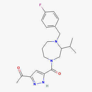 1-[5-[4-[(4-fluorophenyl)methyl]-3-propan-2-yl-1,4-diazepane-1-carbonyl]-1H-pyrazol-3-yl]ethanone