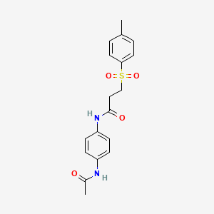 molecular formula C18H20N2O4S B5477023 N-[4-(acetylamino)phenyl]-3-[(4-methylphenyl)sulfonyl]propanamide 