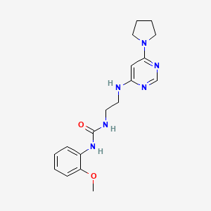 molecular formula C18H24N6O2 B5477030 N-(2-methoxyphenyl)-N'-(2-{[6-(1-pyrrolidinyl)-4-pyrimidinyl]amino}ethyl)urea 