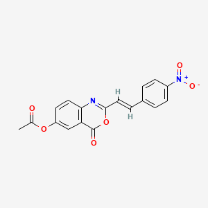 molecular formula C18H12N2O6 B5477072 2-[(1E)-2-(4-Nitrophenyl)ethenyl]-4-oxo-4H-3,1-benzoxazin-6-YL acetate 