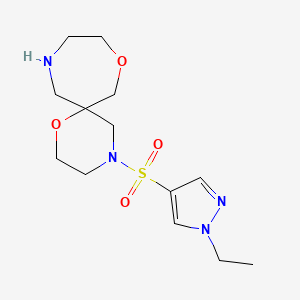 molecular formula C13H22N4O4S B5477098 4-[(1-ethyl-1H-pyrazol-4-yl)sulfonyl]-1,8-dioxa-4,11-diazaspiro[5.6]dodecane 