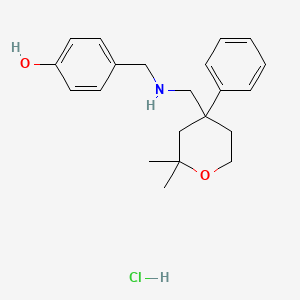 molecular formula C21H28ClNO2 B5477110 4-[[(2,2-Dimethyl-4-phenyloxan-4-yl)methylamino]methyl]phenol;hydrochloride 