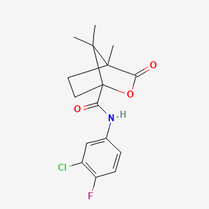 N-(3-chloro-4-fluorophenyl)-4,7,7-trimethyl-3-oxo-2-oxabicyclo[2.2.1]heptane-1-carboxamide