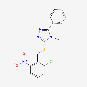 molecular formula C16H13ClN4O2S B5477146 3-{[(2-CHLORO-6-NITROPHENYL)METHYL]SULFANYL}-4-METHYL-5-PHENYL-4H-1,2,4-TRIAZOLE 