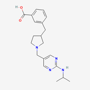 molecular formula C20H26N4O2 B5477161 3-[(1-{[2-(isopropylamino)pyrimidin-5-yl]methyl}pyrrolidin-3-yl)methyl]benzoic acid 