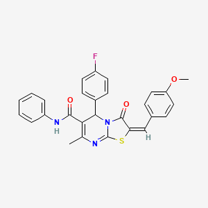 molecular formula C28H22FN3O3S B5477182 5-(4-fluorophenyl)-2-(4-methoxybenzylidene)-7-methyl-3-oxo-N-phenyl-2,3-dihydro-5H-[1,3]thiazolo[3,2-a]pyrimidine-6-carboxamide 