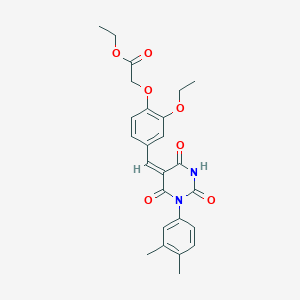 ethyl (4-{(E)-[1-(3,4-dimethylphenyl)-2,4,6-trioxotetrahydropyrimidin-5(2H)-ylidene]methyl}-2-ethoxyphenoxy)acetate