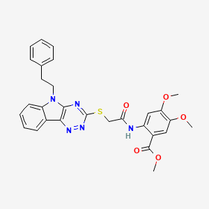 METHYL 4,5-DIMETHOXY-2-({2-[(5-PHENETHYL-5H-[1,2,4]TRIAZINO[5,6-B]INDOL-3-YL)SULFANYL]ACETYL}AMINO)BENZOATE