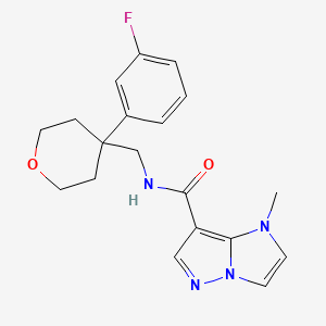 N-{[4-(3-fluorophenyl)tetrahydro-2H-pyran-4-yl]methyl}-1-methyl-1H-imidazo[1,2-b]pyrazole-7-carboxamide