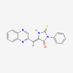 3-PHENYL-5-[(Z)-1-(2-QUINOXALINYL)METHYLIDENE]-2-THIOXODIHYDRO-1H-IMIDAZOL-4-ONE