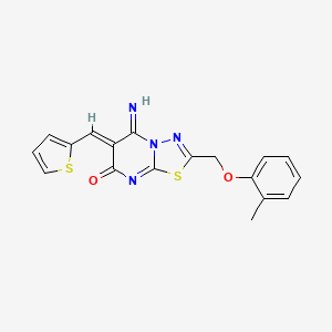 molecular formula C18H14N4O2S2 B5477538 5-imino-2-[(2-methylphenoxy)methyl]-6-(2-thienylmethylene)-5,6-dihydro-7H-[1,3,4]thiadiazolo[3,2-a]pyrimidin-7-one 