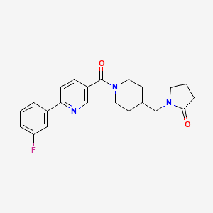 molecular formula C22H24FN3O2 B5477639 1-[(1-{[6-(3-fluorophenyl)pyridin-3-yl]carbonyl}piperidin-4-yl)methyl]pyrrolidin-2-one 