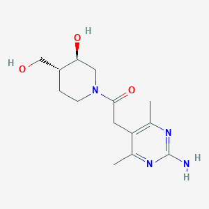 molecular formula C14H22N4O3 B5477714 2-(2-amino-4,6-dimethylpyrimidin-5-yl)-1-[(3R,4R)-3-hydroxy-4-(hydroxymethyl)piperidin-1-yl]ethanone 