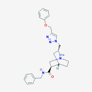 molecular formula C25H30N5O2+ B547773 (3R,4S,6R)-N-benzyl-6-[[4-(phenoxymethyl)triazol-1-yl]methyl]-1-azoniabicyclo[2.2.2]octane-3-carboxamide 