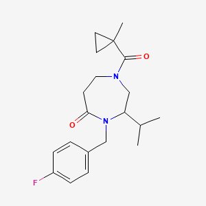 molecular formula C20H27FN2O2 B5477793 4-(4-fluorobenzyl)-3-isopropyl-1-[(1-methylcyclopropyl)carbonyl]-1,4-diazepan-5-one 