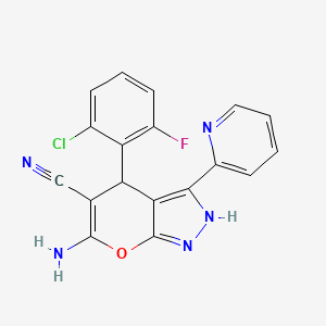 molecular formula C18H11ClFN5O B5477873 6-AMINO-4-(2-CHLORO-6-FLUOROPHENYL)-3-(2-PYRIDYL)-1,4-DIHYDROPYRANO[2,3-C]PYRAZOL-5-YL CYANIDE 