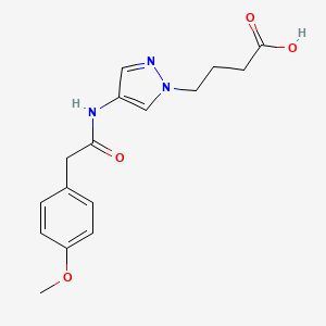 molecular formula C16H19N3O4 B5477940 4-[4-[[2-(4-Methoxyphenyl)acetyl]amino]pyrazol-1-yl]butanoic acid 