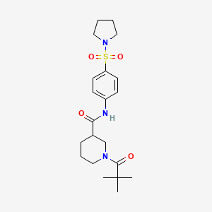 molecular formula C21H31N3O4S B5477964 1-(2,2-dimethylpropanoyl)-N-[4-(pyrrolidin-1-ylsulfonyl)phenyl]piperidine-3-carboxamide 