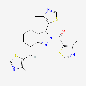 molecular formula C21H21N5OS3 B5477987 (4-METHYL-1,3-THIAZOL-5-YL){3-(4-METHYL-1,3-THIAZOL-5-YL)-7-[(E)-1-(4-METHYL-1,3-THIAZOL-5-YL)METHYLIDENE]-3,3A,4,5,6,7-HEXAHYDRO-2H-INDAZOL-2-YL}METHANONE 