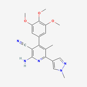 molecular formula C20H21N5O3 B5477990 2-amino-5-methyl-6-(1-methyl-1H-pyrazol-4-yl)-4-(3,4,5-trimethoxyphenyl)nicotinonitrile 