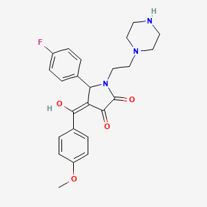 molecular formula C24H26FN3O4 B5478007 5-(4-fluorophenyl)-3-hydroxy-4-(4-methoxybenzoyl)-1-[2-(1-piperazinyl)ethyl]-1,5-dihydro-2H-pyrrol-2-one 