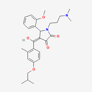 molecular formula C28H36N2O5 B5478161 1-[3-(dimethylamino)propyl]-3-hydroxy-4-(4-isobutoxy-2-methylbenzoyl)-5-(2-methoxyphenyl)-1,5-dihydro-2H-pyrrol-2-one 