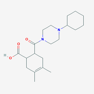 molecular formula C20H32N2O3 B5478168 6-[(4-Cyclohexylpiperazin-1-yl)carbonyl]-3,4-dimethylcyclohex-3-ene-1-carboxylic acid 