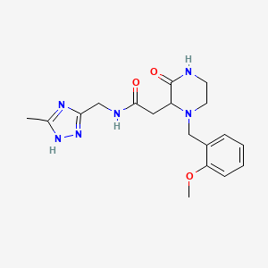 molecular formula C18H24N6O3 B5478191 2-[1-(2-methoxybenzyl)-3-oxo-2-piperazinyl]-N-[(5-methyl-1H-1,2,4-triazol-3-yl)methyl]acetamide 