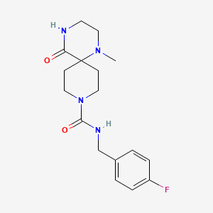 molecular formula C17H23FN4O2 B5478206 N-(4-fluorobenzyl)-1-methyl-5-oxo-1,4,9-triazaspiro[5.5]undecane-9-carboxamide 