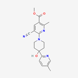 molecular formula C20H22N4O3 B5478219 methyl 5-cyano-6-[4-hydroxy-4-(5-methylpyridin-2-yl)piperidin-1-yl]-2-methylnicotinate 