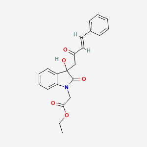 ethyl {3-hydroxy-2-oxo-3-[(3E)-2-oxo-4-phenylbut-3-en-1-yl]-2,3-dihydro-1H-indol-1-yl}acetate