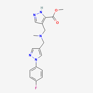 molecular formula C17H18FN5O2 B5478333 methyl 4-{[{[1-(4-fluorophenyl)-1H-pyrazol-4-yl]methyl}(methyl)amino]methyl}-1H-pyrazole-3-carboxylate 