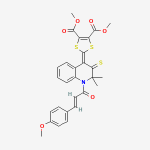 dimethyl 2-[1-[3-(4-methoxyphenyl)acryloyl]-2,2-dimethyl-3-thioxo-2,3-dihydro-4(1H)-quinolinylidene]-1,3-dithiole-4,5-dicarboxylate