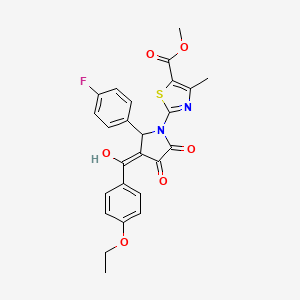 molecular formula C25H21FN2O6S B5478358 methyl 2-[3-(4-ethoxybenzoyl)-2-(4-fluorophenyl)-4-hydroxy-5-oxo-2,5-dihydro-1H-pyrrol-1-yl]-4-methyl-1,3-thiazole-5-carboxylate 