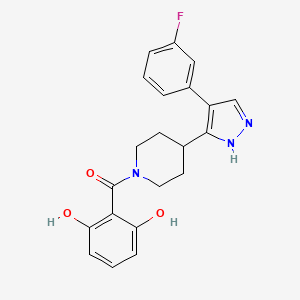 molecular formula C21H20FN3O3 B5478368 (2,6-dihydroxyphenyl)-[4-[4-(3-fluorophenyl)-1H-pyrazol-5-yl]piperidin-1-yl]methanone 