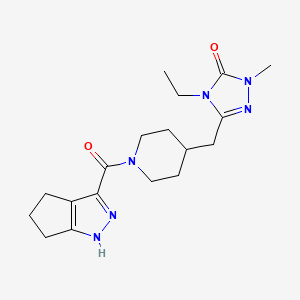 molecular formula C18H26N6O2 B5478427 4-ethyl-2-methyl-5-{[1-(1,4,5,6-tetrahydrocyclopenta[c]pyrazol-3-ylcarbonyl)piperidin-4-yl]methyl}-2,4-dihydro-3H-1,2,4-triazol-3-one 