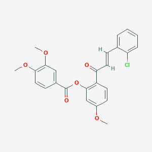 molecular formula C25H21ClO6 B5478435 2-[3-(2-chlorophenyl)acryloyl]-5-methoxyphenyl 3,4-dimethoxybenzoate 